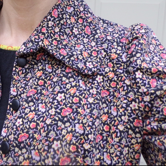 1970's does 1930's CALICO FLORAL JACKET xs s - Picture 2 of 9